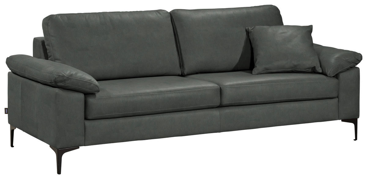 2,5-SITZER  in Echtleder Fango   - Fango/Schwarz, Design, Leder/Metall (204/83/97cm) - Schöner Wohnen