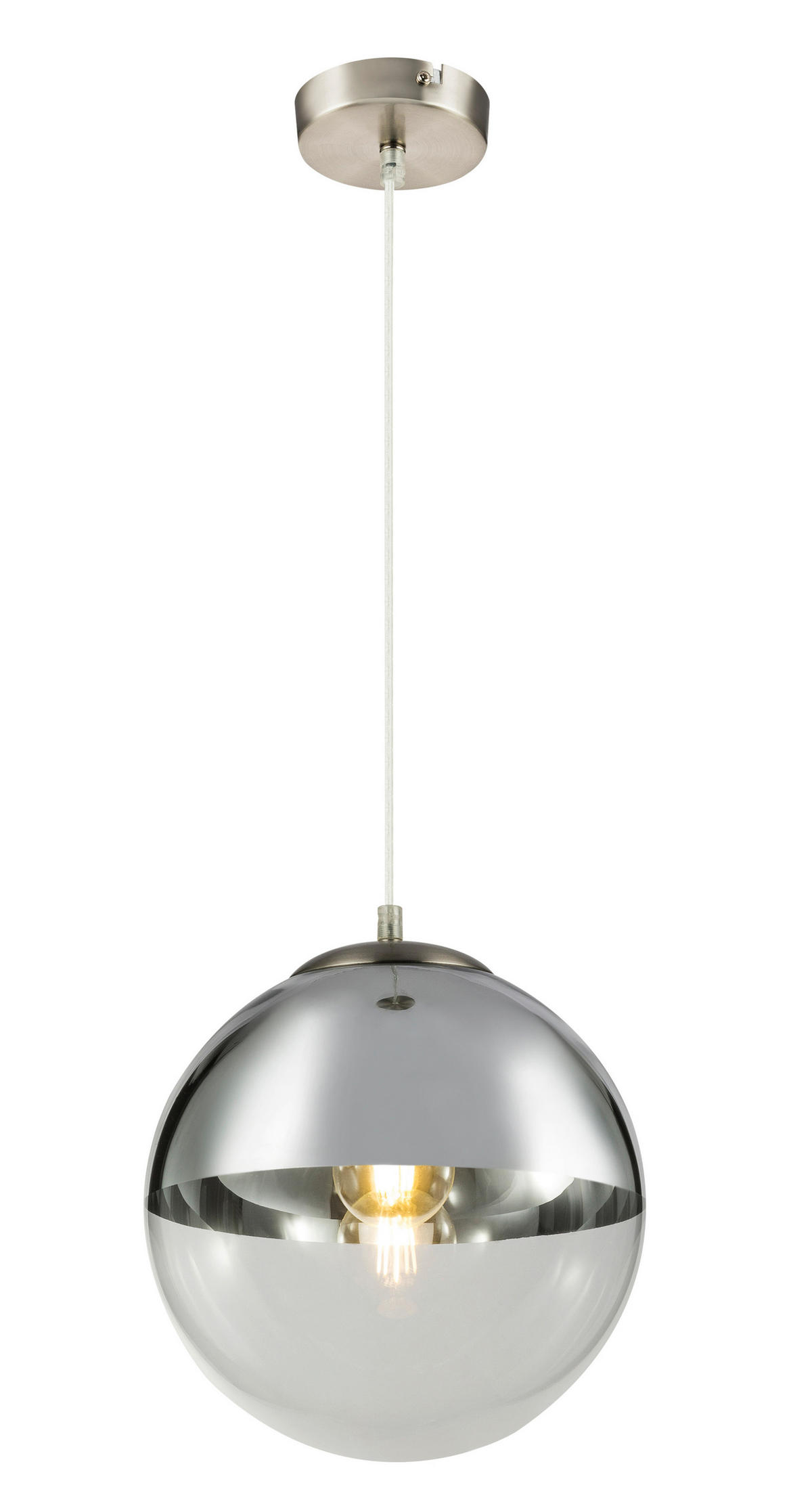 HÄNGELEUCHTE 25/120 cm   - Chromfarben/Transparent, Design, Glas/Metall (25/120cm) - Globo
