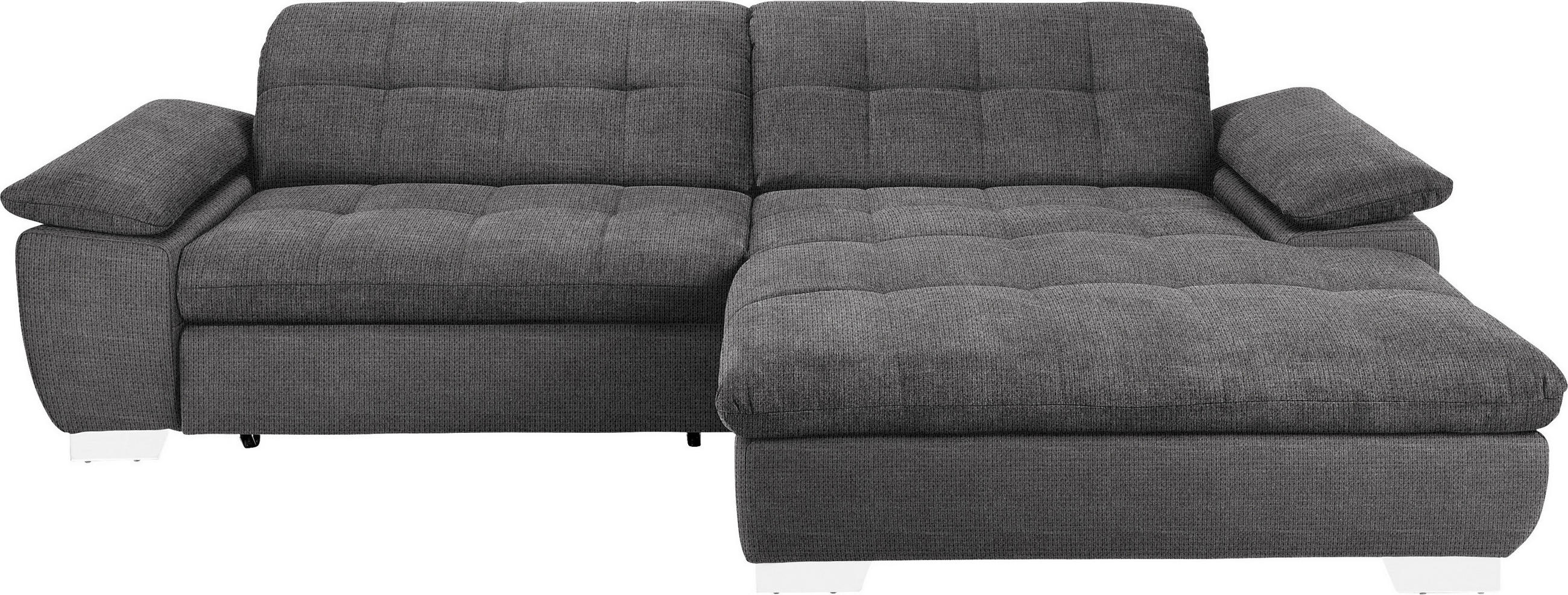 ECKSOFA in Mikrofaser Dunkelgrau  - Chromfarben/Dunkelgrau, Design, Textil/Metall (265/180cm) - Carryhome