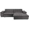 ECKSOFA in Mikrofaser Dunkelgrau  - Chromfarben/Dunkelgrau, Design, Textil/Metall (265/180cm) - Carryhome