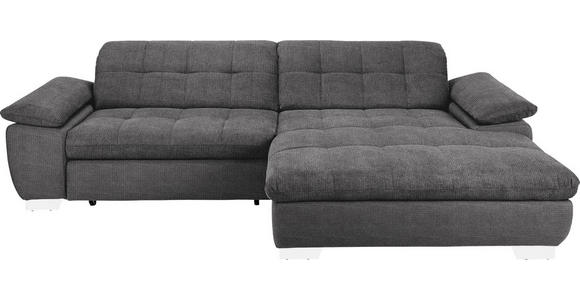 ECKSOFA in Mikrofaser Dunkelgrau  - Chromfarben/Dunkelgrau, Design, Textil/Metall (265/180cm) - Carryhome