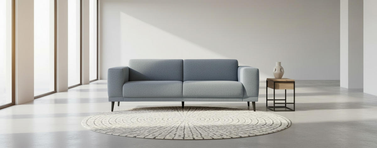 3-SITZER-SOFA OSLO_LZ Webstoff Blaugrau  - Blaugrau/Schwarz, Design, Holz/Textil (218/77/93cm) - MID.YOU