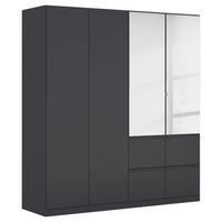 KLEIDERSCHRANK Grau 4 Tür(en)  - Silberfarben/Grau, Trend, Holzwerkstoff/Kunststoff (181/197/54cm) - Xora