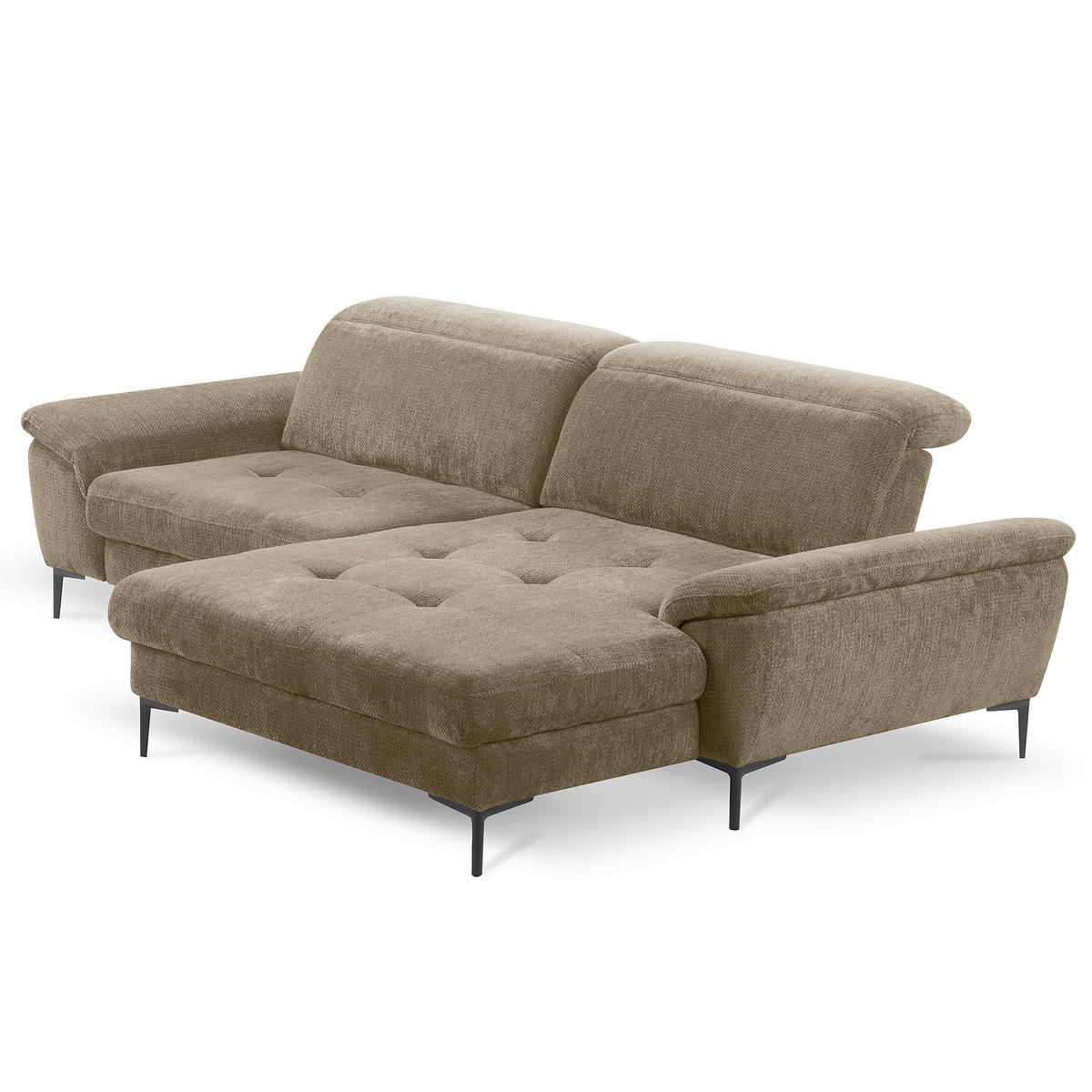 ECKSOFA  Webstoff Taupe  - Taupe/Schwarz, Design, Textil/Metall (268/195cm) - Livetastic
