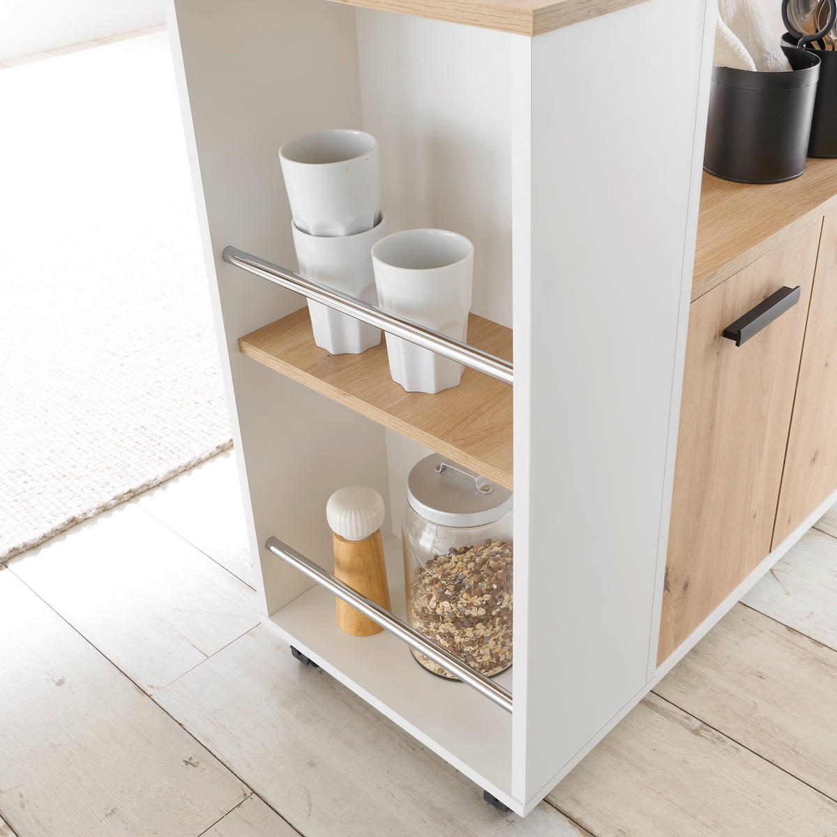 BARWAGEN in Weiß, Eiche Artisan  - Weiß/Eiche Artisan, Design, Holzwerkstoff/Kunststoff (75/79,5/40cm) - MID.YOU