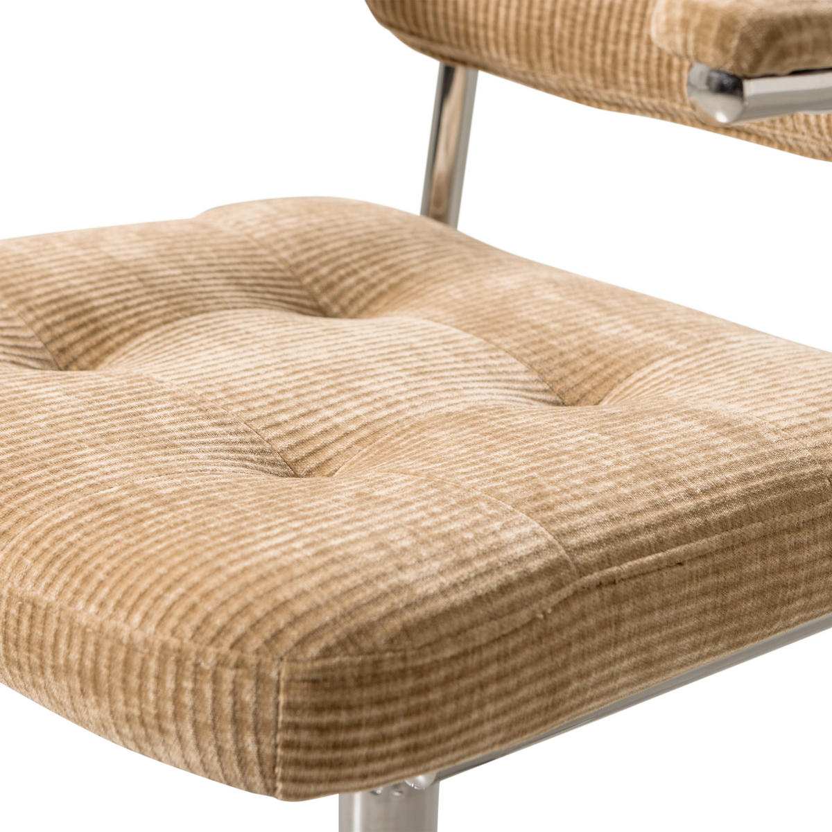 DREHSTUHL  in gerippt Sandfarben  - Sandfarben/Chromfarben, MODERN, Kunststoff/Textil (54/87/60cm) - Livetastic