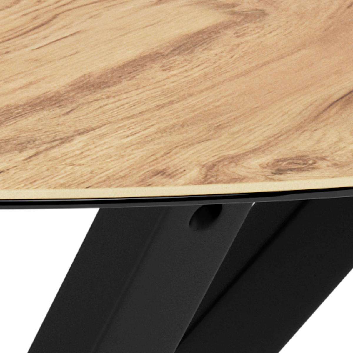 ESSTISCH in Metall, Glas, Keramik 119/119/75,5 cm  - Eichefarben/Schwarz, MODERN, Glas/Keramik (119/119/75,5cm) - MID.YOU