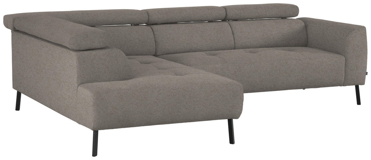 ECKSOFA in Webstoff Greige  - Greige/Schwarz, Design, Textil/Metall (205/280cm) - MID.YOU
