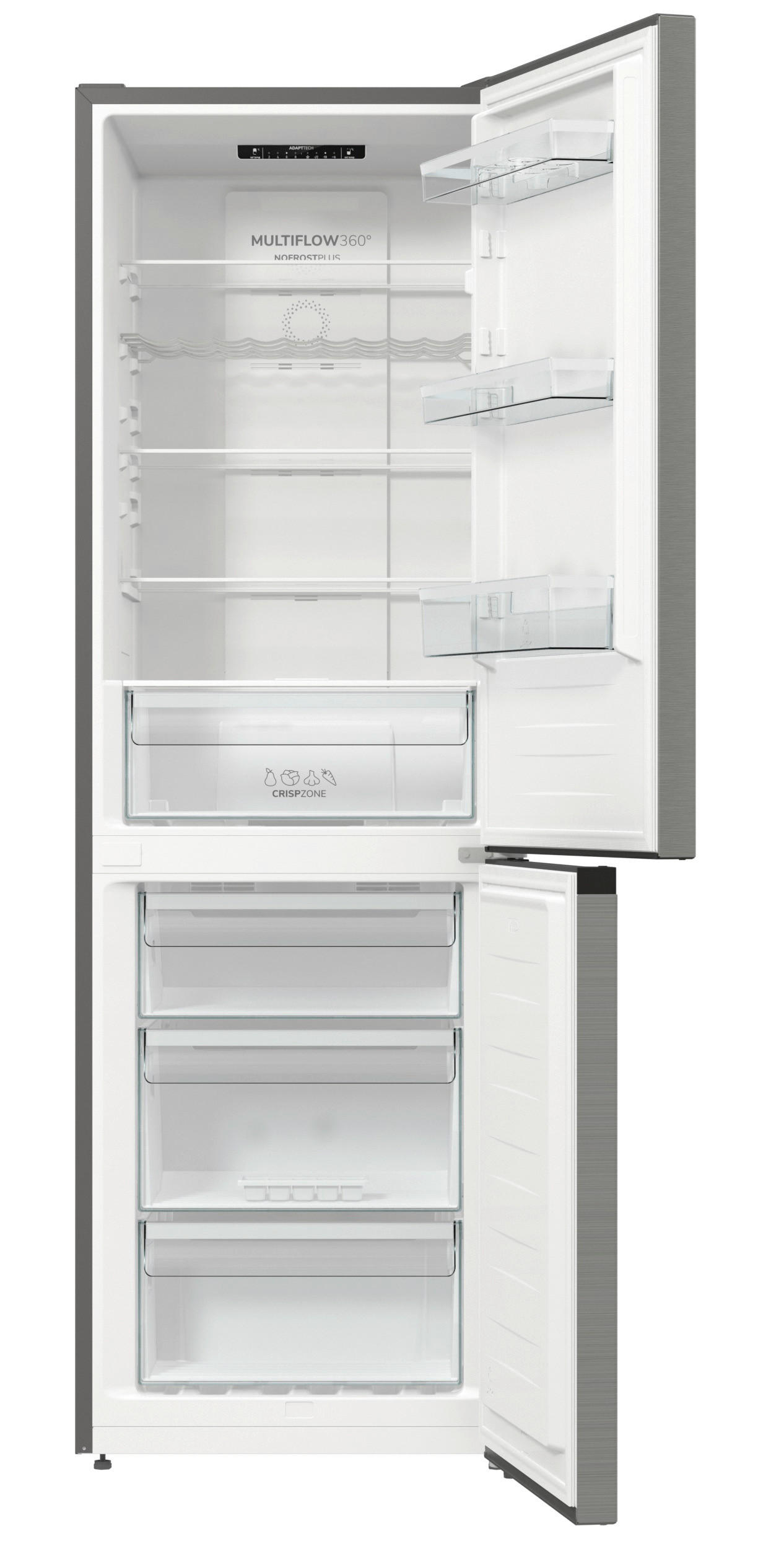 KÜHL-GEFRIER-KOMBINATION NFB612CSXL4  - Edelstahlfarben, Basics, Glas/Kunststoff (60/185/59,2cm) - Gorenje