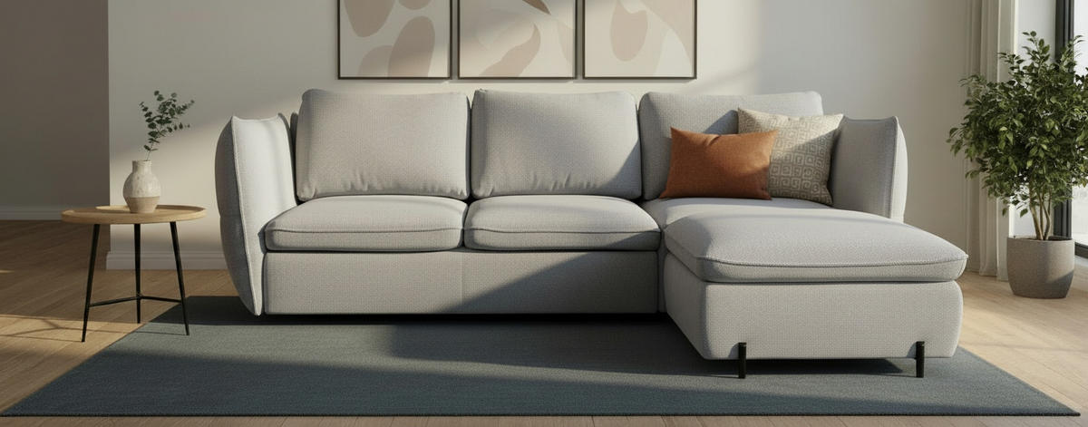 ECKSOFA  in Grau  - Schwarz/Grau, MODERN, Textil/Metall (262/178cm) - MID.YOU