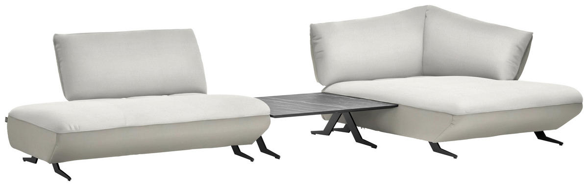 ECKSOFA in Chenille, Struktur Creme, Naturfarben  - Anthrazit/Creme, Design, Textil/Metall (265/172cm) - Joop!
