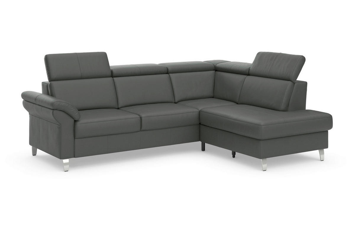 ROHOVÁ SEDAČKA, koža, antracitová - antracitová/chrómová, Basics, kov/koža (245/194cm) - Sit & More