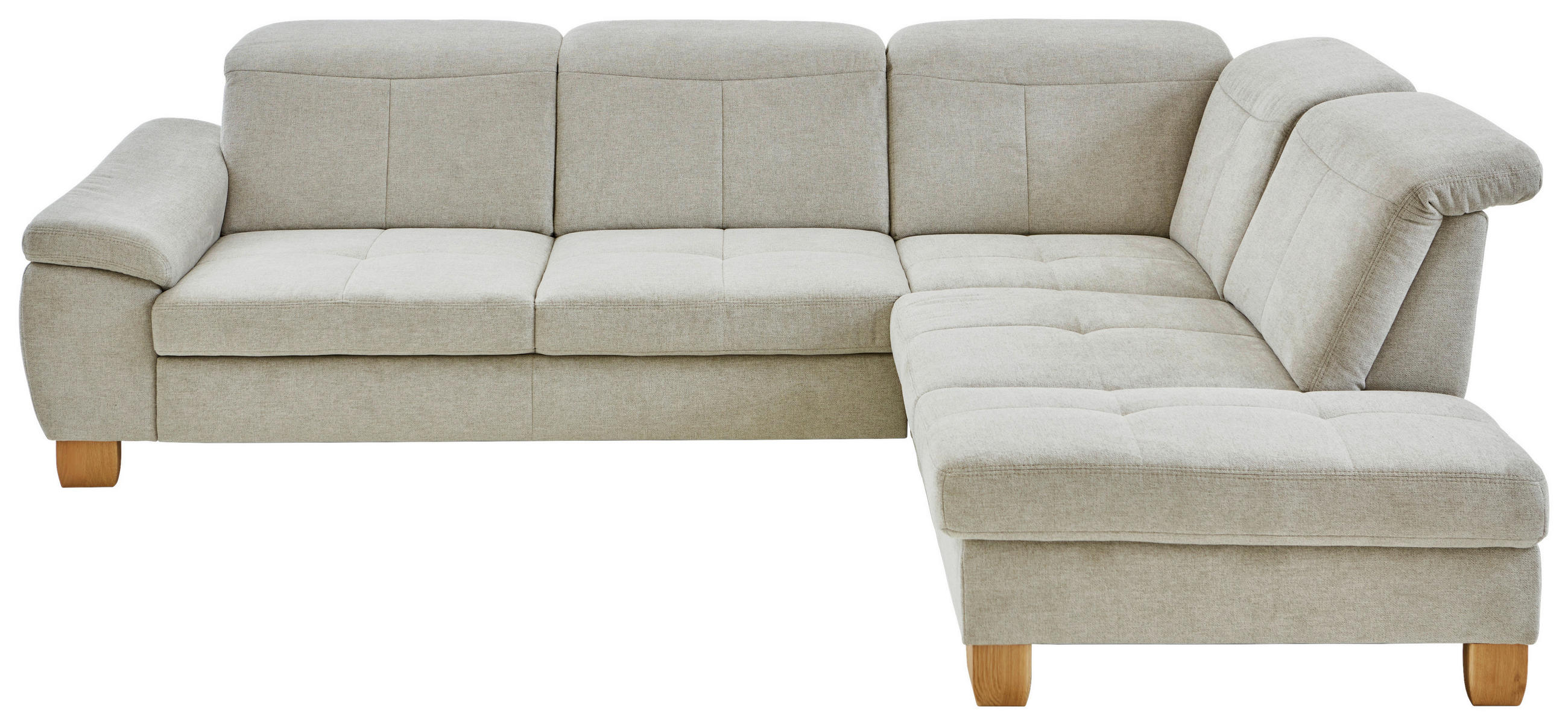 ECKSOFA in Flachgewebe Ecru  301/243 cm  - Wildeiche/Ecru, Natur, Holz/Textil (301/243cm) - Voleo