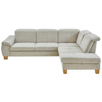 ECKSOFA in Flachgewebe Ecru  301/243 cm  - Wildeiche/Ecru, Natur, Holz/Textil (301/243cm) - Voleo