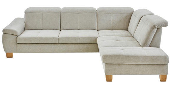 ECKSOFA  in Flachgewebe Ecru  301/243 cm  - Wildeiche/Ecru, Natur, Holz/Textil (301/243cm) - Voleo