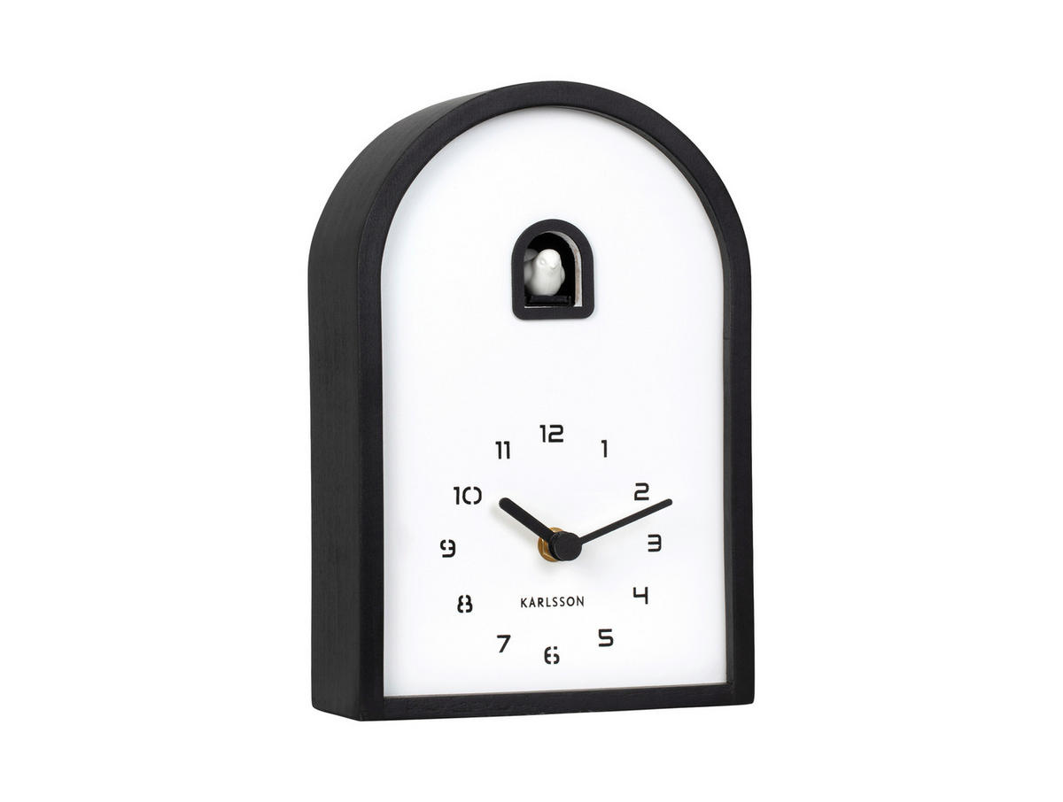 TISCHUHR Curva Schwarz 17/25/6 cm  - Schwarz, Basics, Holz (17/25/6cm) - Karlsson