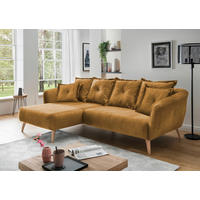 ECKSOFA in Velours Gelb  - Gelb/Buchefarben, Modern, Holz/Textil (162/277cm) - Livetastic
