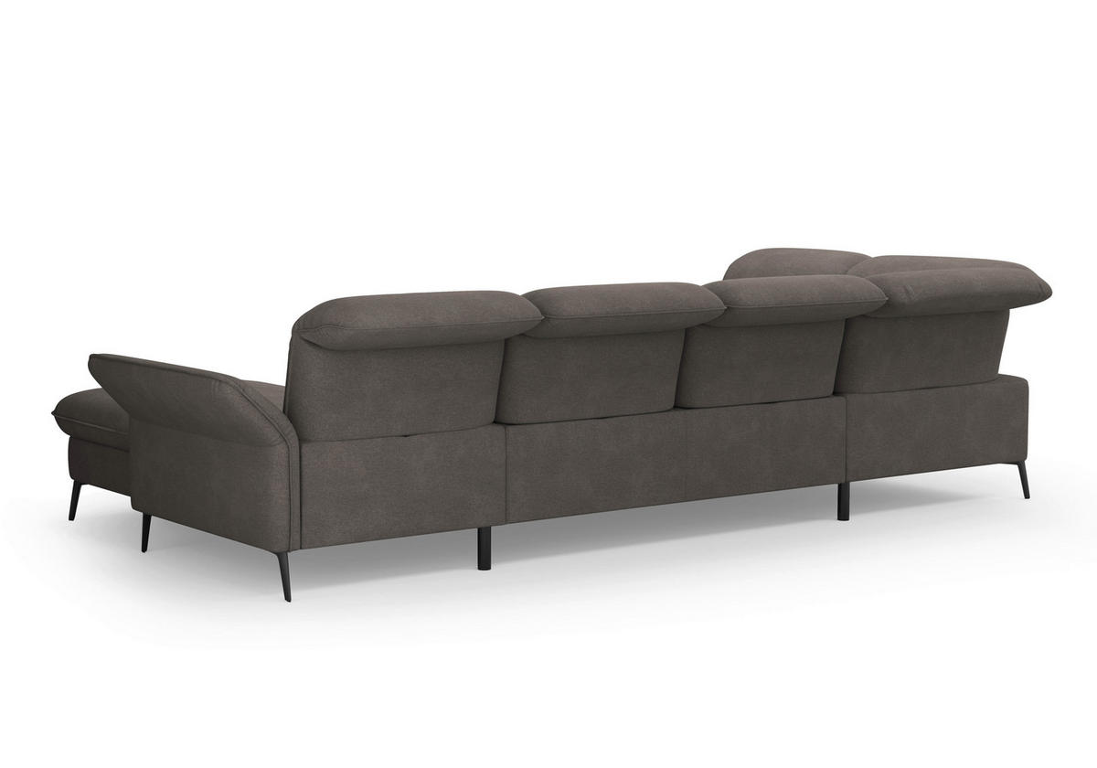 WOHNLANDSCHAFT in Flachgewebe Graphitfarben  - Schwarz/Graphitfarben, KONVENTIONELL, Textil/Metall (231/359/198cm) - Sit & More