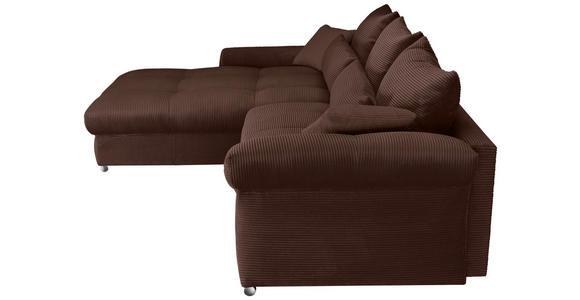 ECKSOFA Dunkelbraun Cord Zierkissen, Rückenkissen, Rücken echt  - Chromfarben/Dunkelbraun, KONVENTIONELL, Textil/Metall (225/335cm) - Carryhome