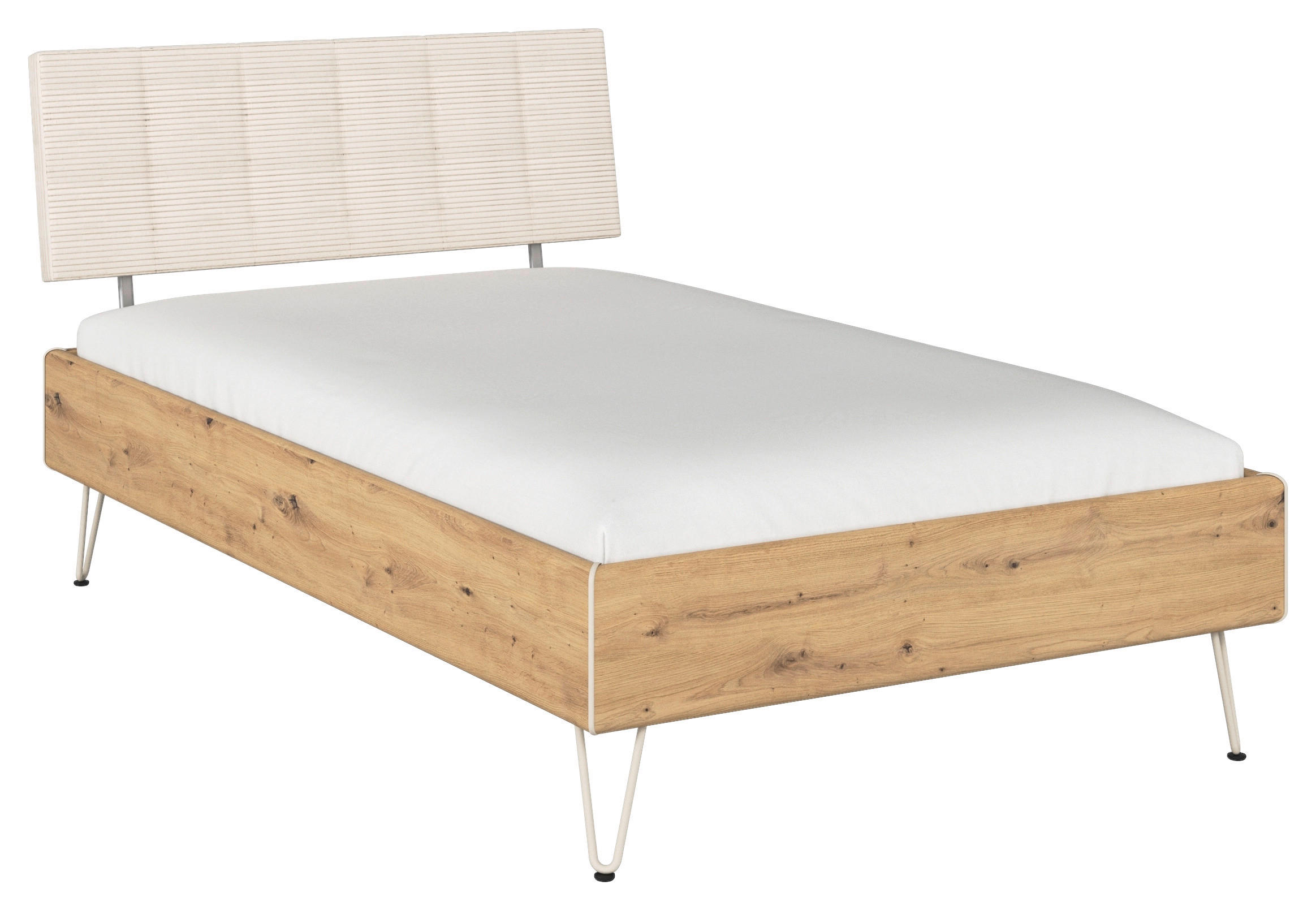 BETT 120/200 cm  in Eiche Artisan  - Champagner/Eiche Artisan, Design, Textil/Metall (120/200cm) - Carryhome