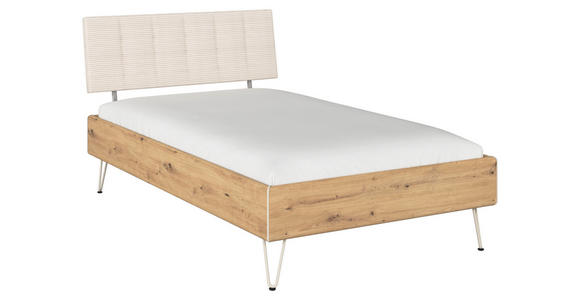 BETT 120/200 cm  in Eiche Artisan  - Champagner/Eiche Artisan, Design, Holzwerkstoff/Textil (120/200cm) - Carryhome