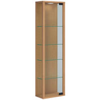 VISEČA VITRINA, barve bukve - črna/barve bukve, Design, umetna masa/steklo (33/113/18cm) - MID.YOU