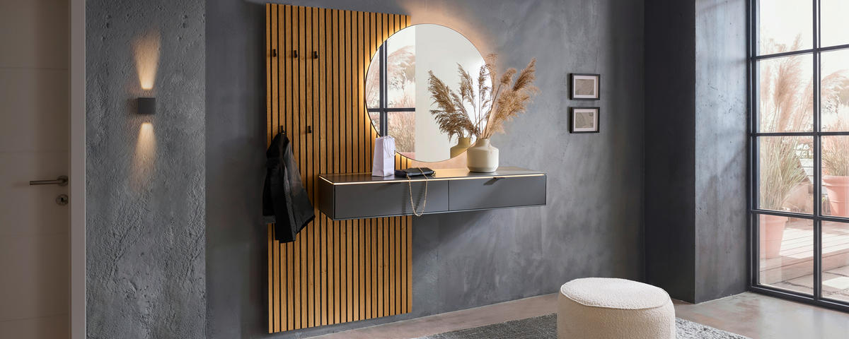 GARDEROBE  in 170/192/40 cm  - Anthrazit/Naturfarben, Design, Glas/Holz (170/192/40cm) - Dieter Knoll