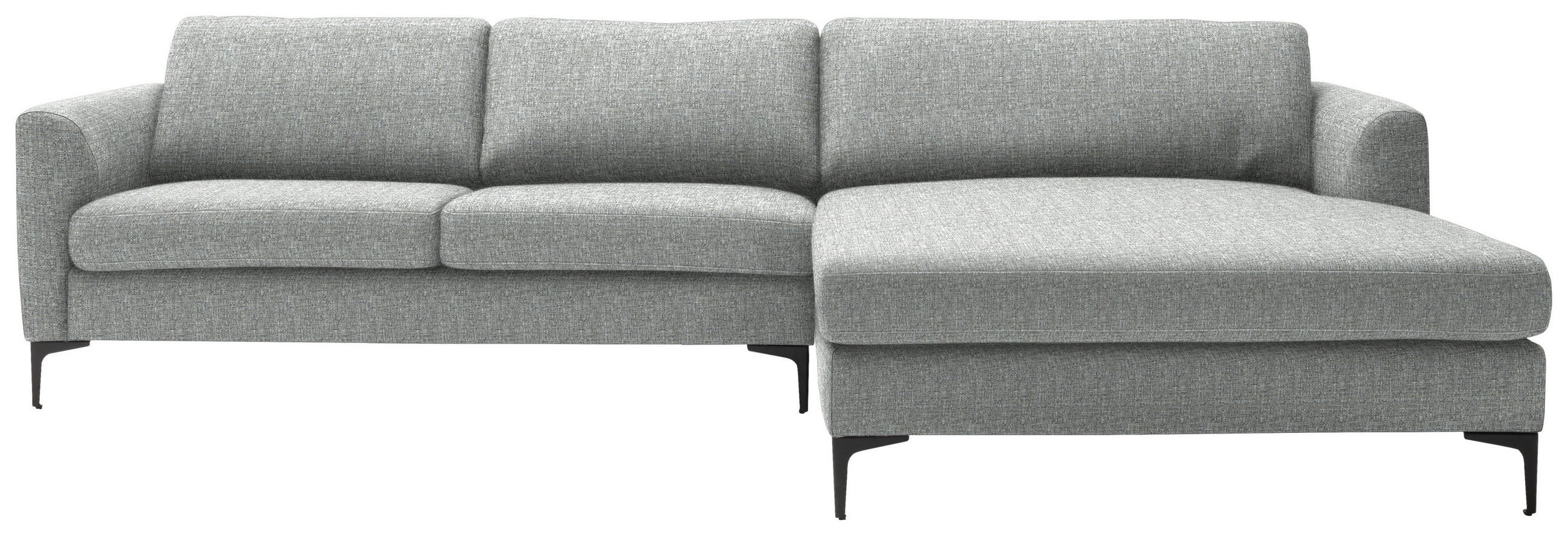 ECKSOFA in Flachgewebe Hellgrau  310/195 cm  - Hellgrau/Schwarz, Design, Textil/Metall (310/195cm) - Schöner Wohnen