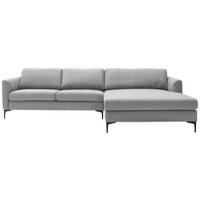 ECKSOFA in Flachgewebe Hellgrau  310/195 cm  - Hellgrau/Schwarz, Design, Textil/Metall (310/195cm) - Schöner Wohnen