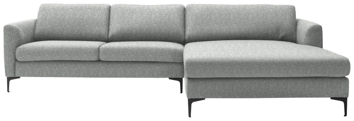 ECKSOFA in Flachgewebe Hellgrau  310/195 cm  - Hellgrau/Schwarz, Design, Textil/Metall (310/195cm) - Schöner Wohnen