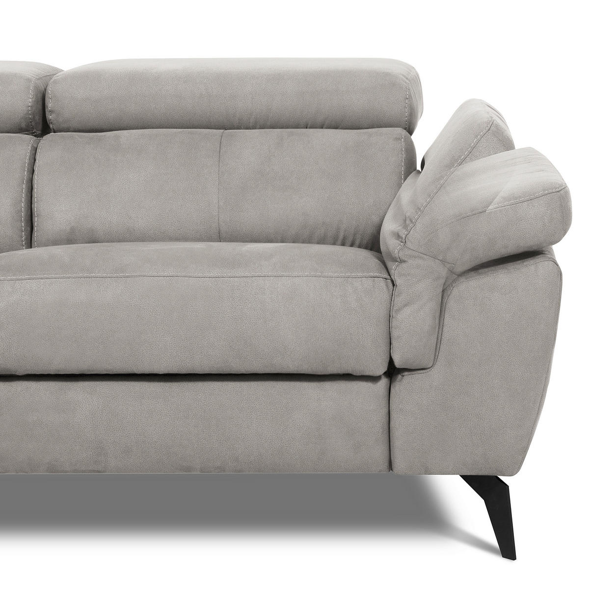 ECKSOFA SONO in Lederlook Grau Armteilverstellung, Kopfteilverstellung  210/265 cm  - Schwarz/Grau, Design, Textil/Metall (210/265cm) - Livetastic