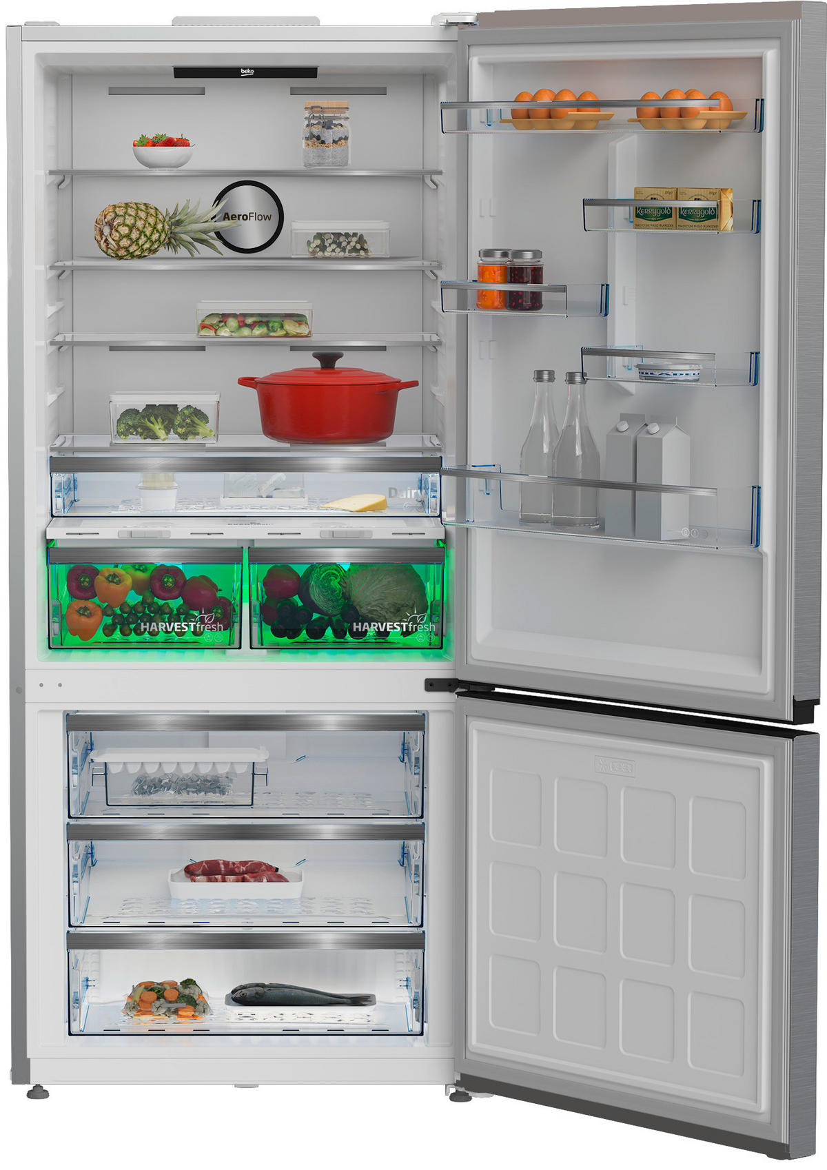 KÜHL-GEFRIER-KOMBINATION B5RCNE615ZXP  - Edelstahlfarben, Basics, Metall (76/193/83cm) - Beko