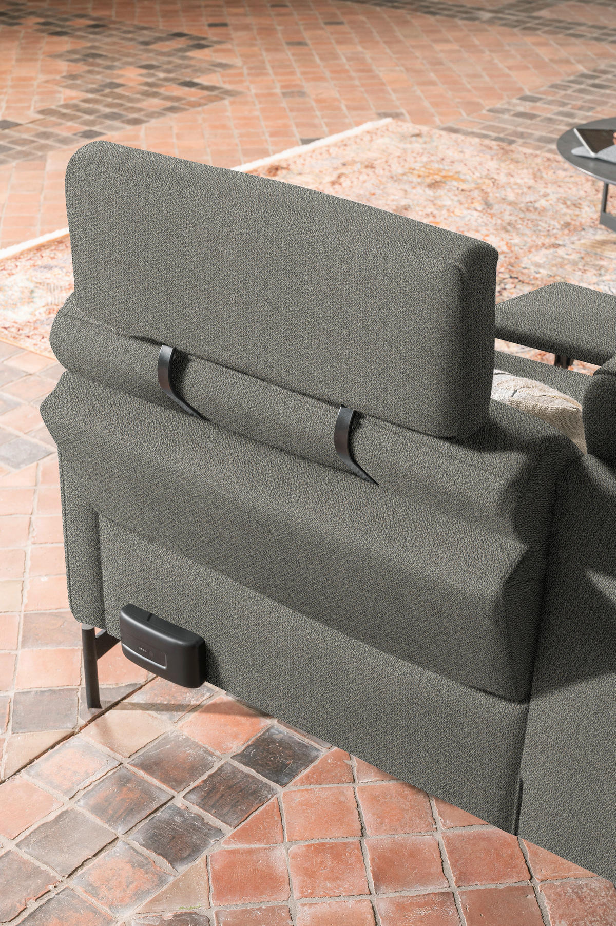 ECKSOFA in Flachgewebe Graubraun  - Anthrazit/Graubraun, Design, Textil/Metall (230/254cm) - Johann Jakob