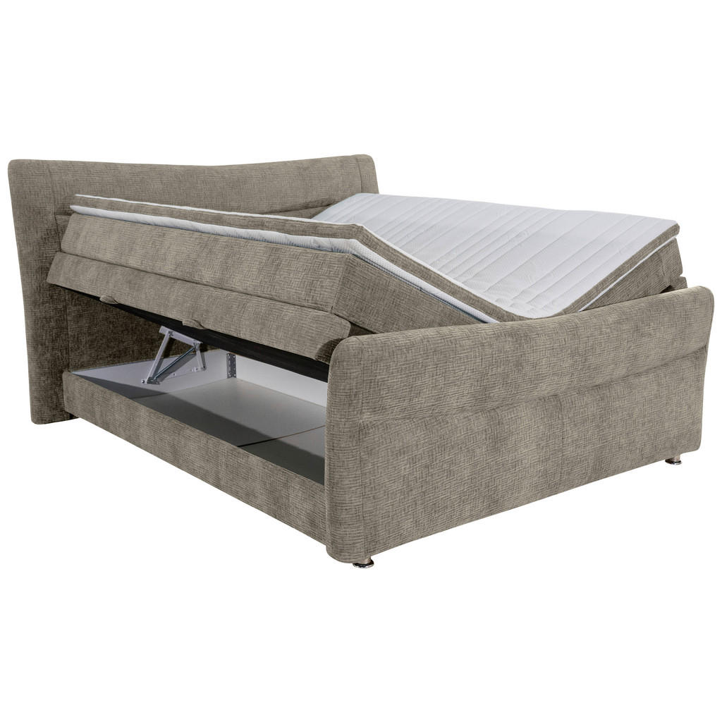 Thumbnail - Esposa Boxspringbett, Greige, Textil, H3 + H4, Höhe ca. 18 cm, 180x200 cm, Topper durchgehend, Matratze in verschiedenen...