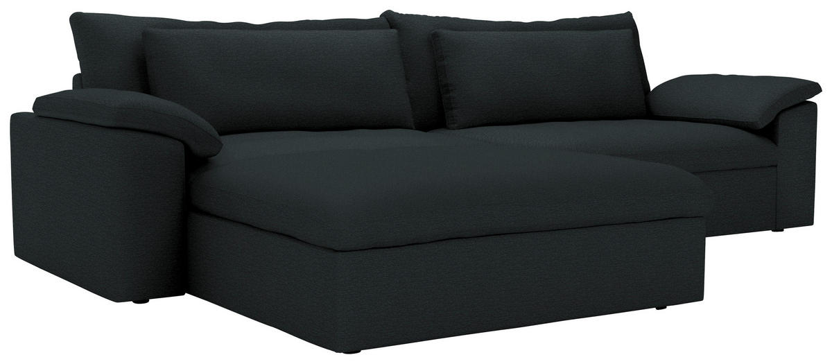 ECKSOFA  Chenille Schwarz  - Schwarz, Modern, Kunststoff/Textil (198/306cm) - Carryhome