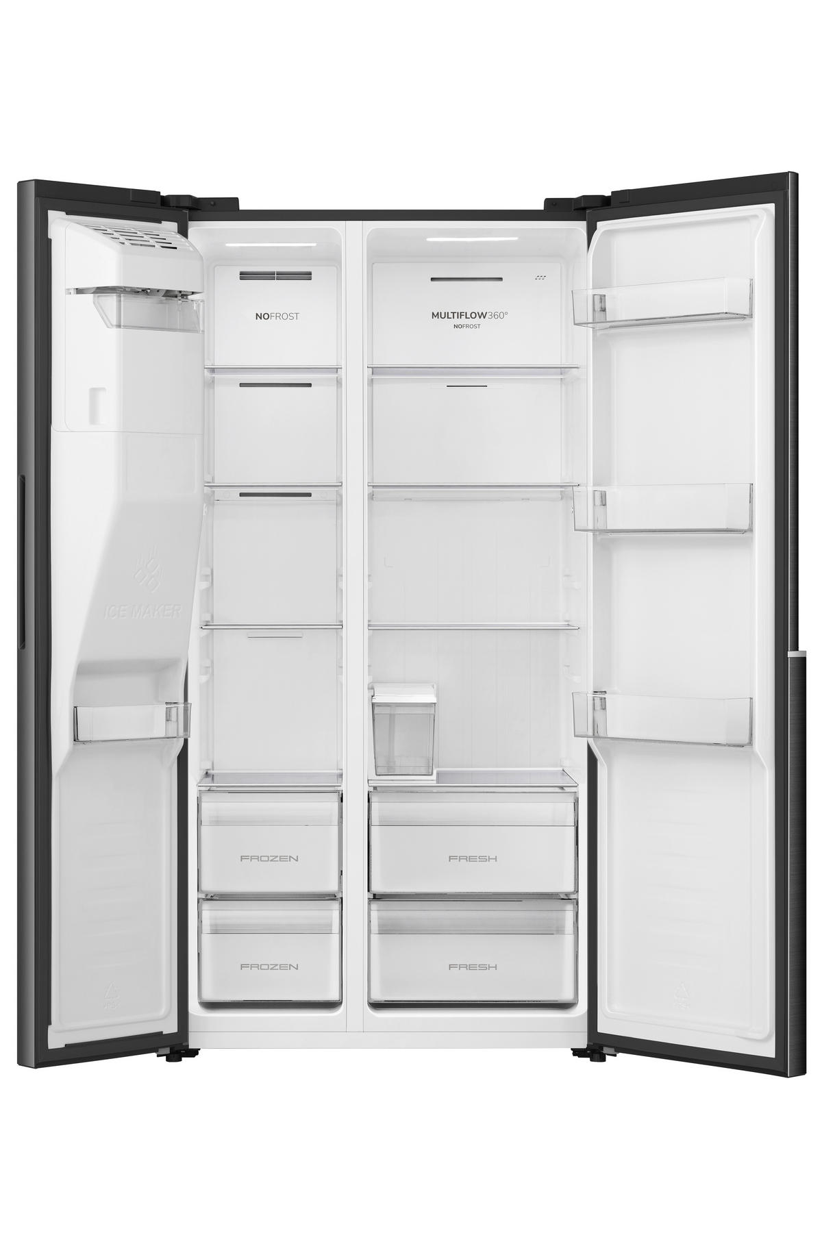 SIDE-BY-SIDE 91,1/178,6/62,4 cm NRS9E6BX  - Schwarz, Trend, Glas/Kunststoff (91,1/178,6/62,4cm) - Hisense
