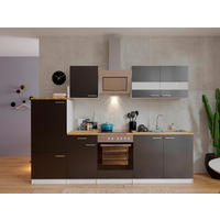 KÜCHENBLOCK 270 cm   in Grau  - Edelstahlfarben/Nussbaumfarben, Basics, Holzwerkstoff/Metall (270cm) - Respekta