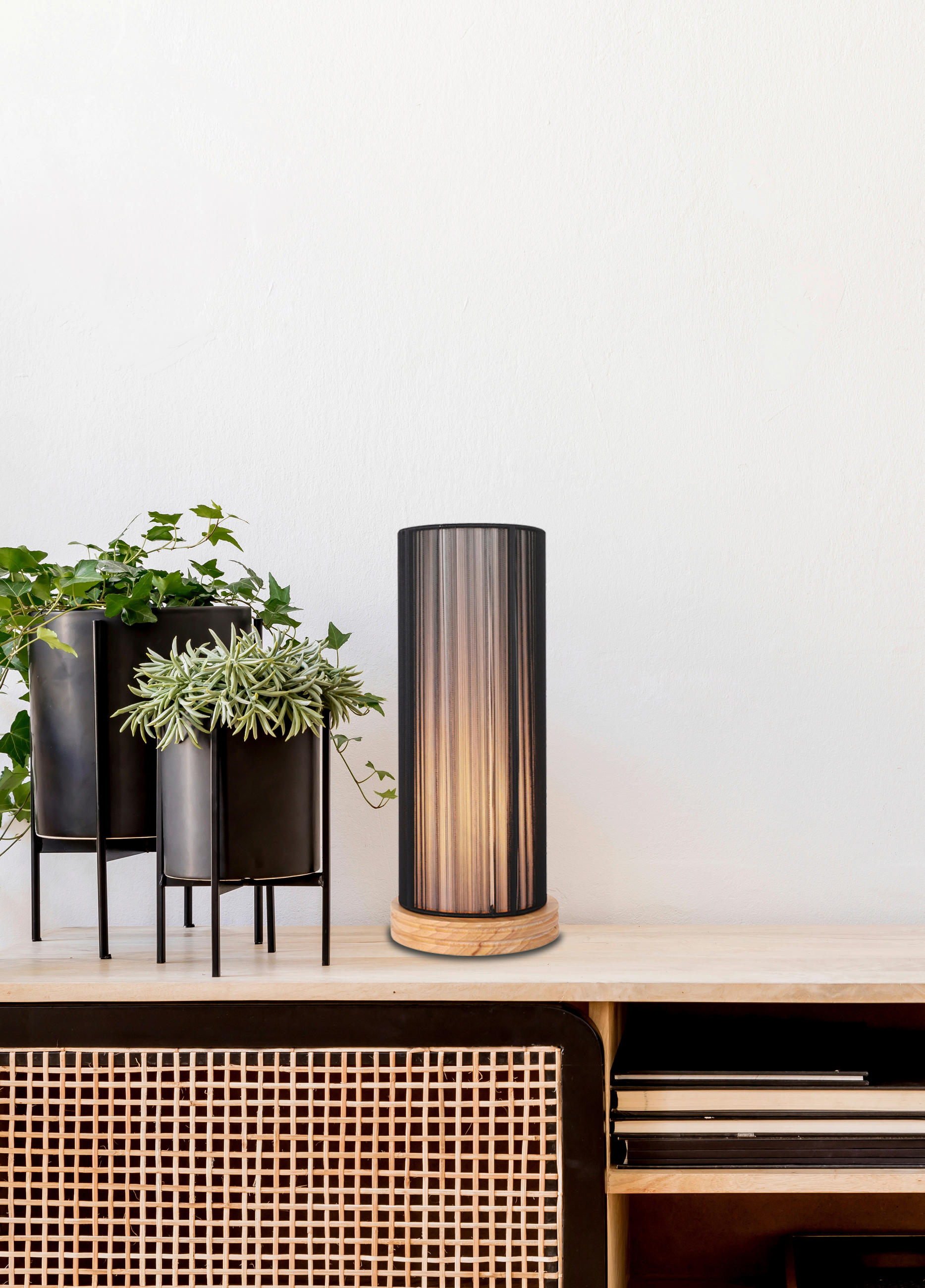 BORDSLAMPA 14/14/33 cm   - svart, Basics, trä/textil (14/14/33cm)