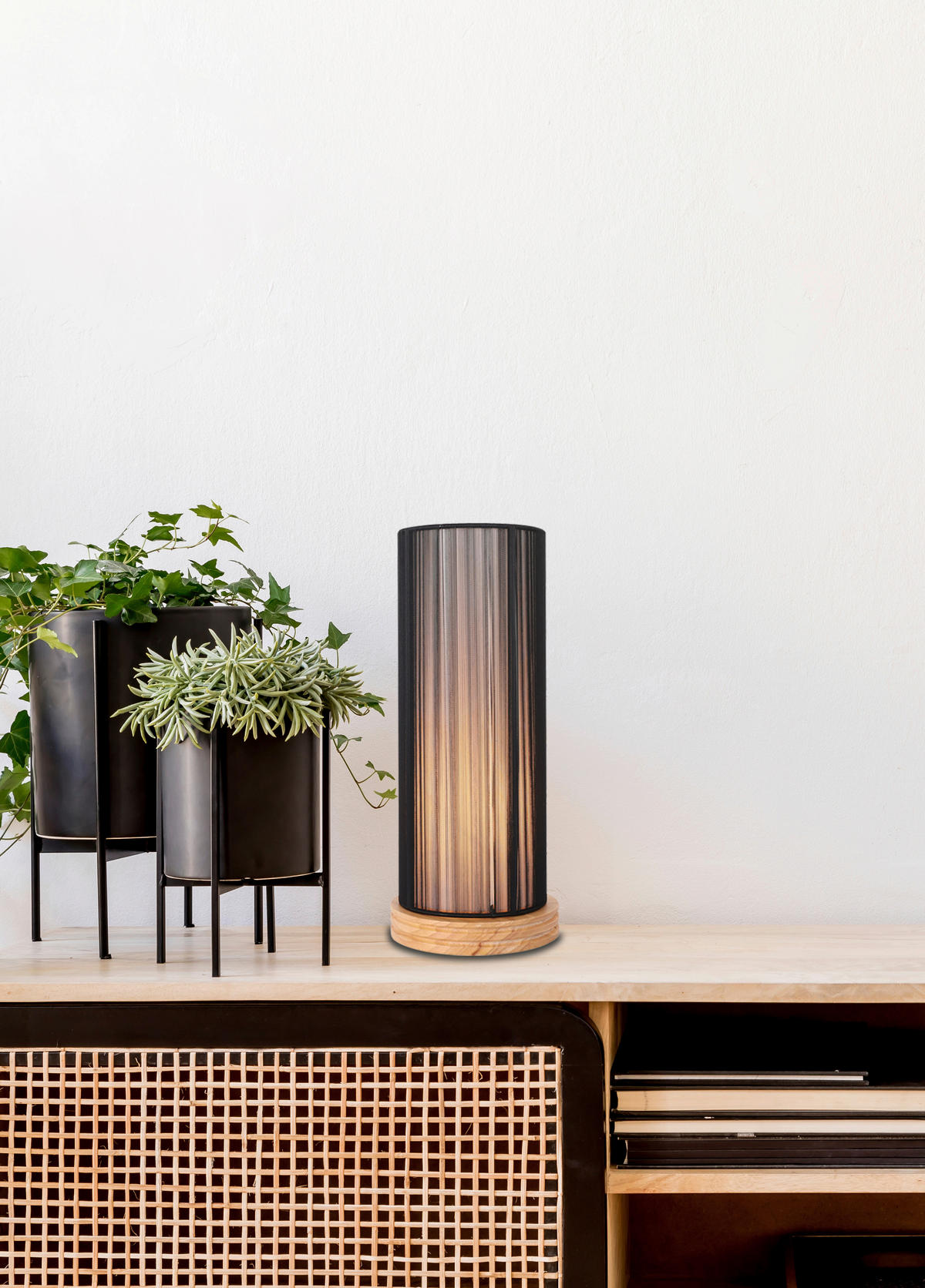 BORDSLAMPA 14/14/33 cm   - svart, Basics, trä/textil (14/14/33cm)
