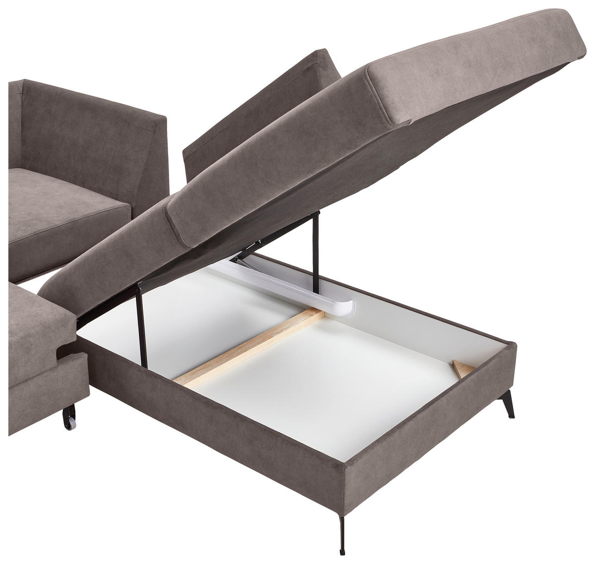 ECKSOFA in Chenille Greige  275/257 cm  - Greige/Schwarz, KONVENTIONELL, Textil/Metall (275/257cm) - MID.YOU