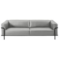 3-SITZER-SOFA in Echtleder Hellgrau  - Hellgrau/Schwarz, Design, Leder/Metall (236/67/96cm) - Johann Jakob