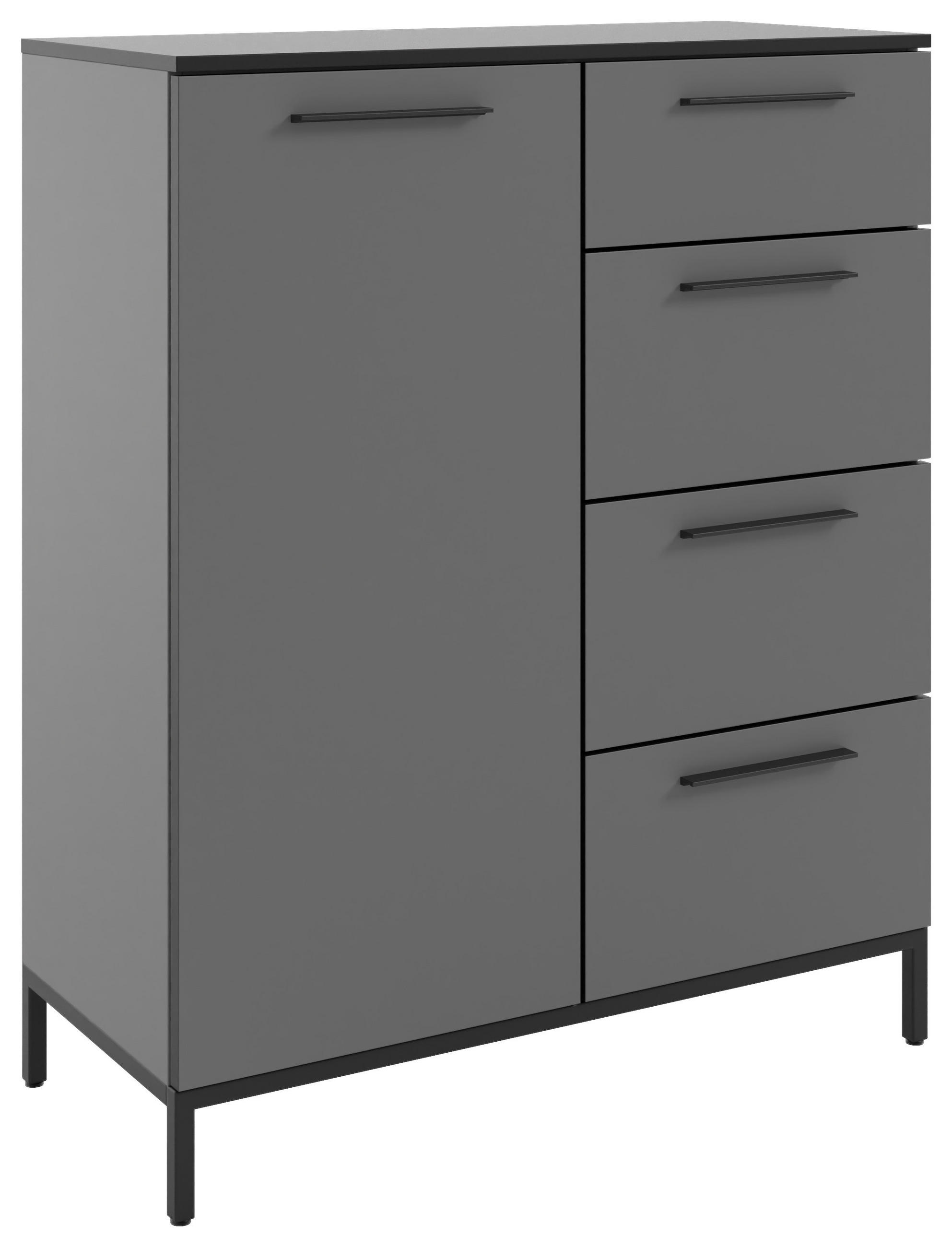 KOMMODE Soul  in 90/111/40 cm  - Dunkelgrau/Schwarz, MODERN, Holzwerkstoff/Metall (90/111/40cm)