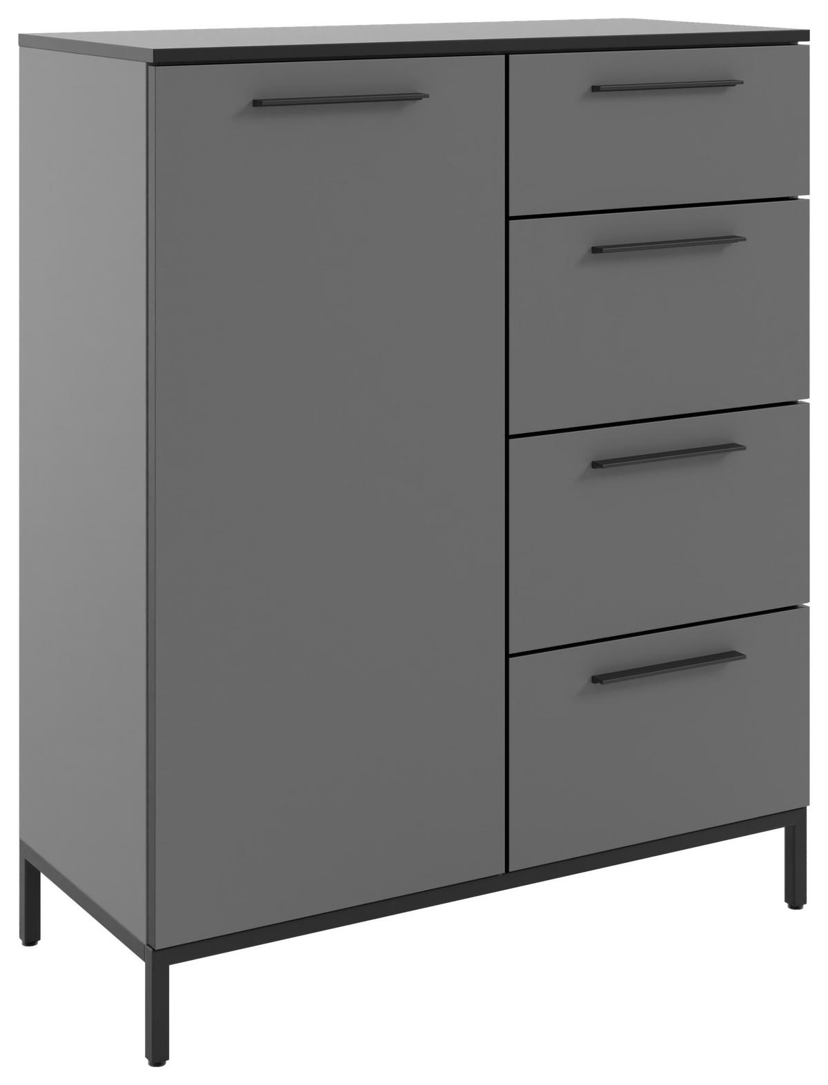 KOMMODE Soul  in 90/111/40 cm  - Dunkelgrau/Schwarz, MODERN, Holzwerkstoff/Metall (90/111/40cm)