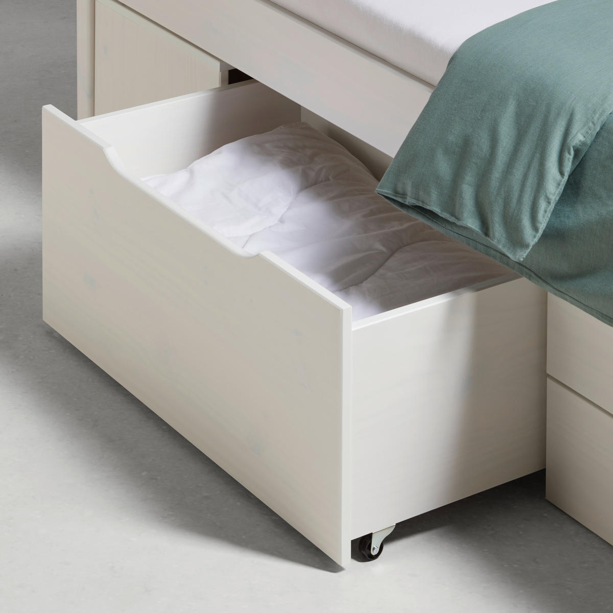 Stauraumbett   160/200 cm   bijela  - bijela/prirodne boje, Konvencionalno, drvo (160/200cm) - Zandiara