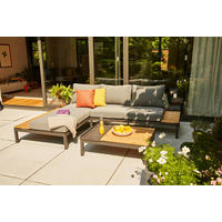 LOUNGEGARNITUR Teakholz massiv Aluminium, Edelstahl  - Anthrazit/Grau, KONVENTIONELL, Holz/Textil (172/84/102cm) - Siena Garden