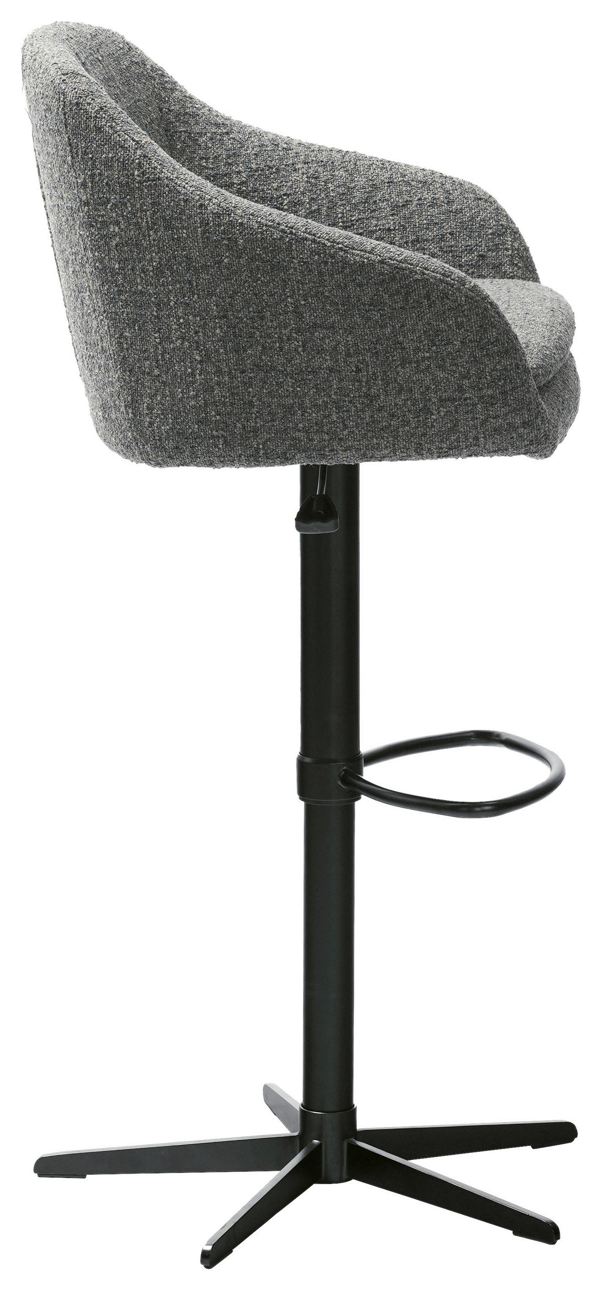 BARHOCKER Webstoff Blau, Schwarz Eisen Sitzfläche 360° drehbar, inklusive Armlehnen  - Blau/Schwarz, Design, Textil/Metall (54,5/88-108/53,5cm) - Cassando