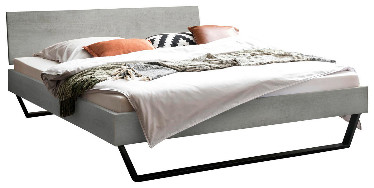 BETT 160/200 cm  in Braun, Akaziefarben, Hellgrau  - Hellgrau/Braun, Design, Holz (160/200cm) - Hasena