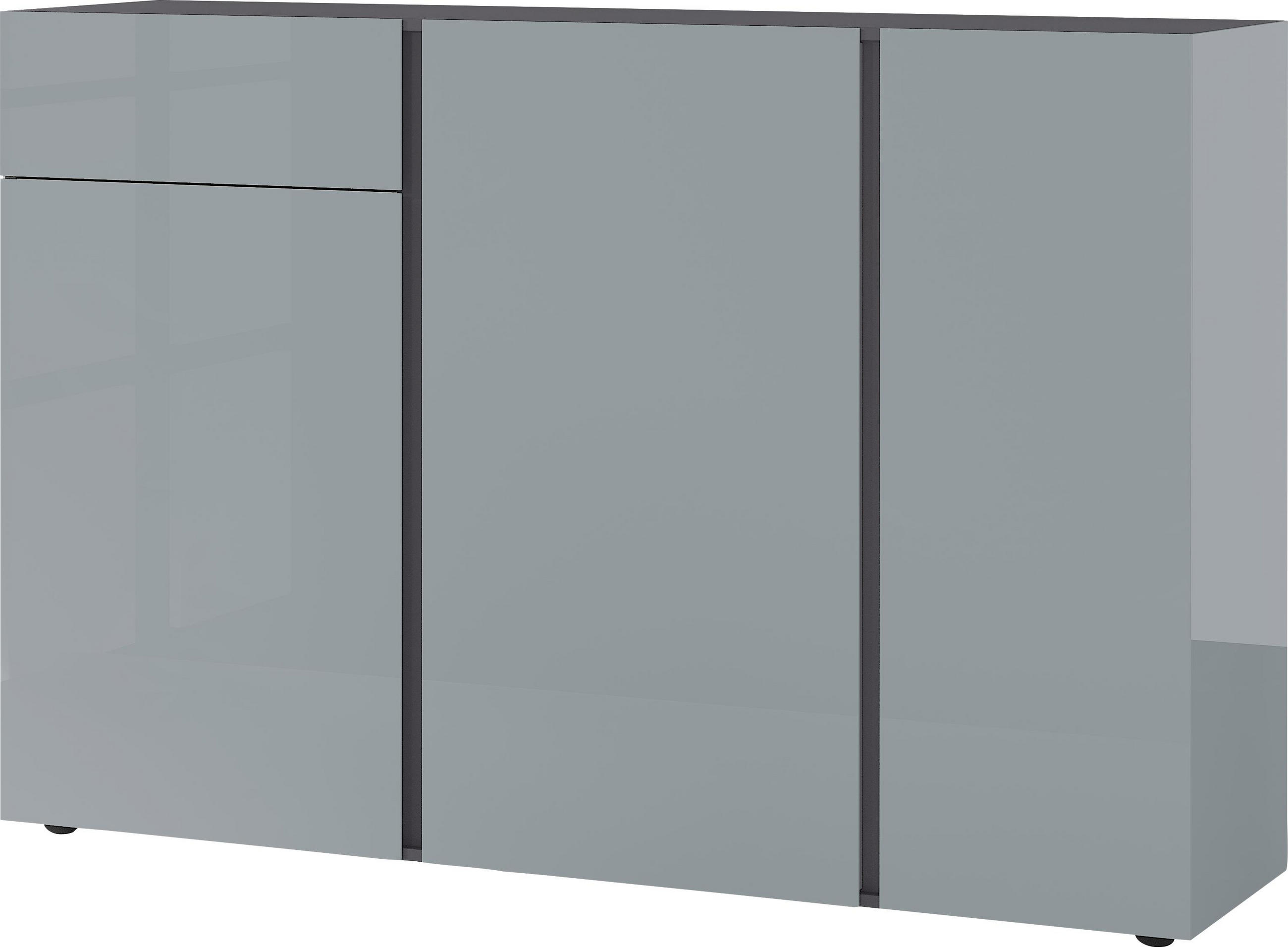 SIDEBOARD 150/104/42 cm  in Graphitfarben, Grau  - Graphitfarben/Schwarz, KONVENTIONELL, Glas/Holzwerkstoff (150/104/42cm)