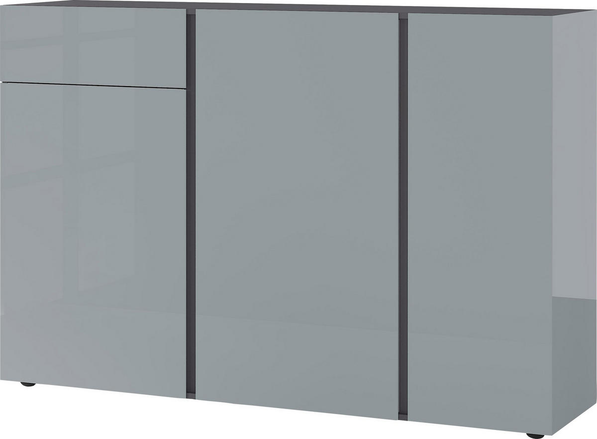 SIDEBOARD 150/104/42 cm  in Graphitfarben, Grau  - Graphitfarben/Schwarz, KONVENTIONELL, Glas/Holzwerkstoff (150/104/42cm)