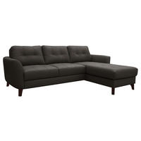 ECKSOFA Dunkelbraun Echtleder Lederlook  - Dunkelbraun/Buchefarben, Design, Leder/Holz (238/168cm) - Livetastic